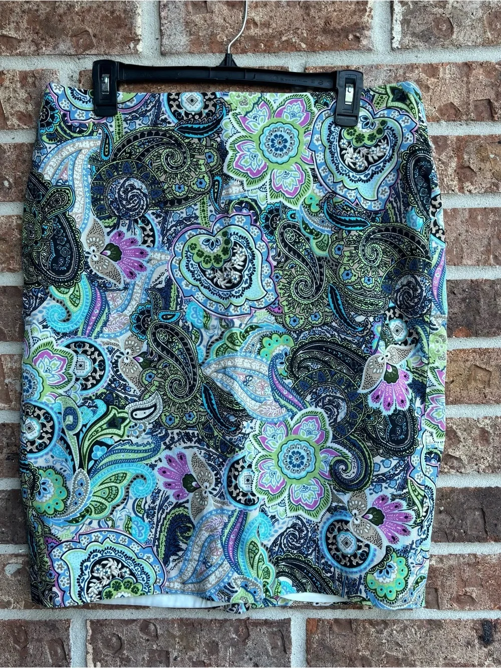 Talbots Paisley Pencil Skirt - Green, Blue, Pink